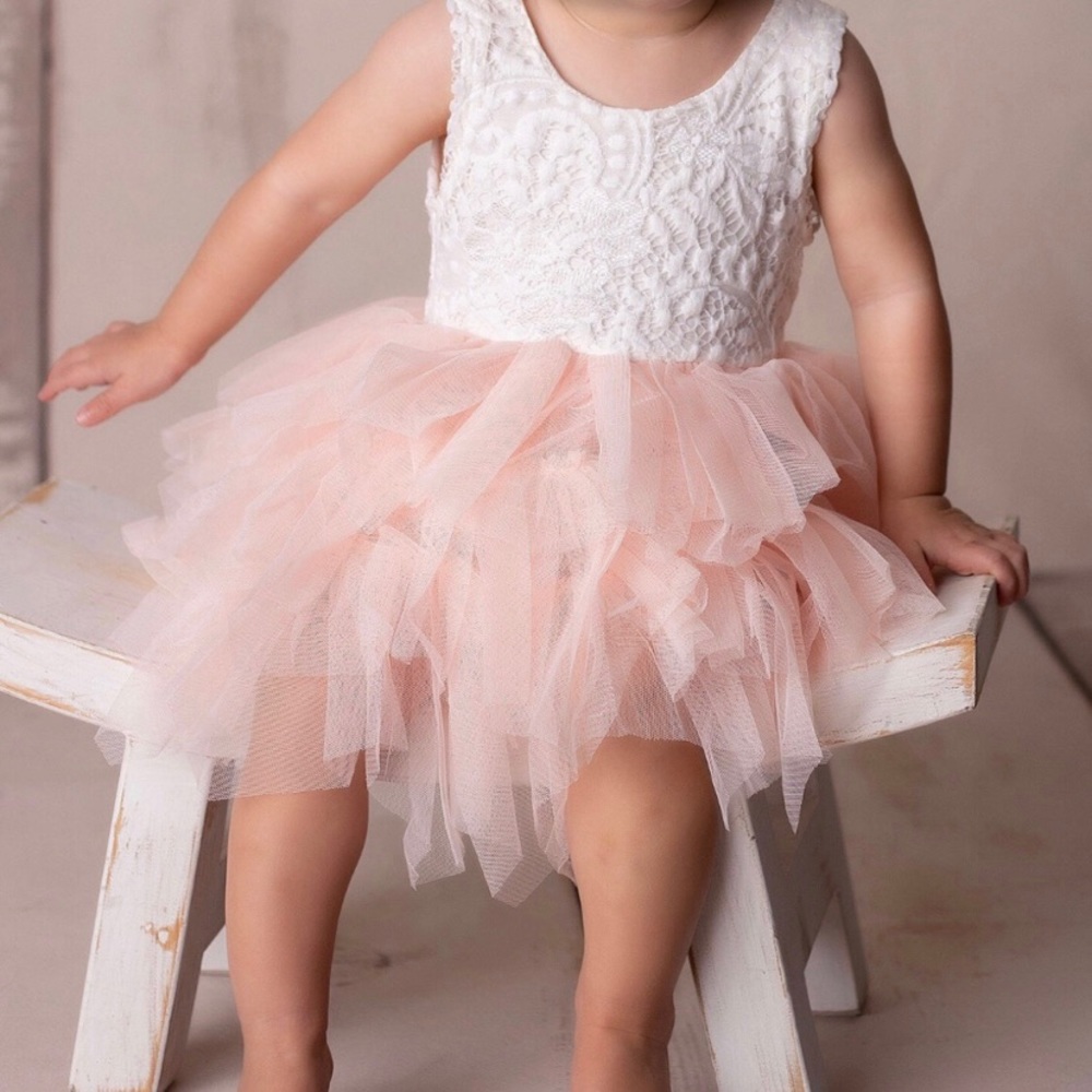 Baby girl lace flower girl or first birthday dress 6-12m